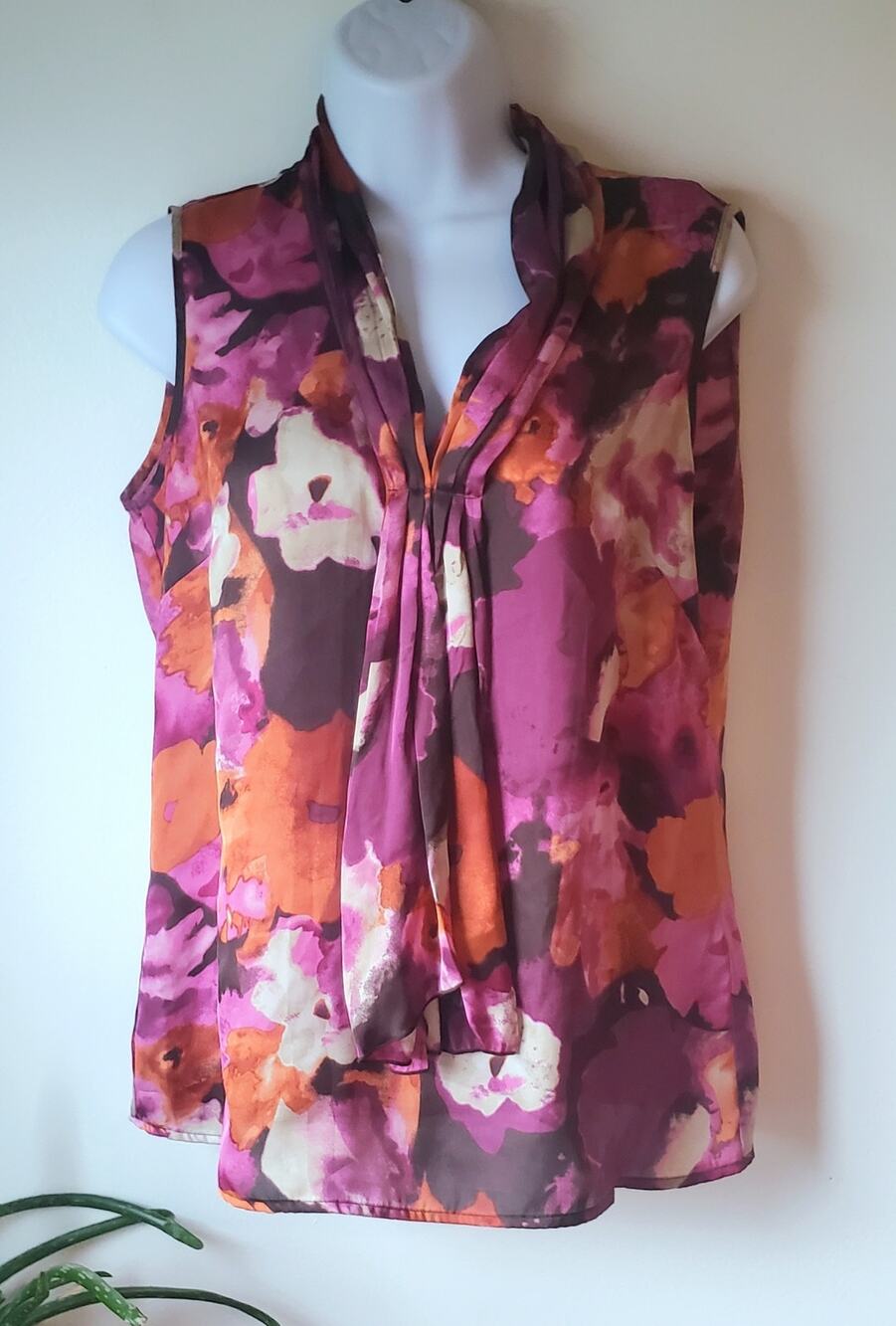 Zac & Rachel Multi Fall Color Blouson Tank Top Womens Size Small Boho Office